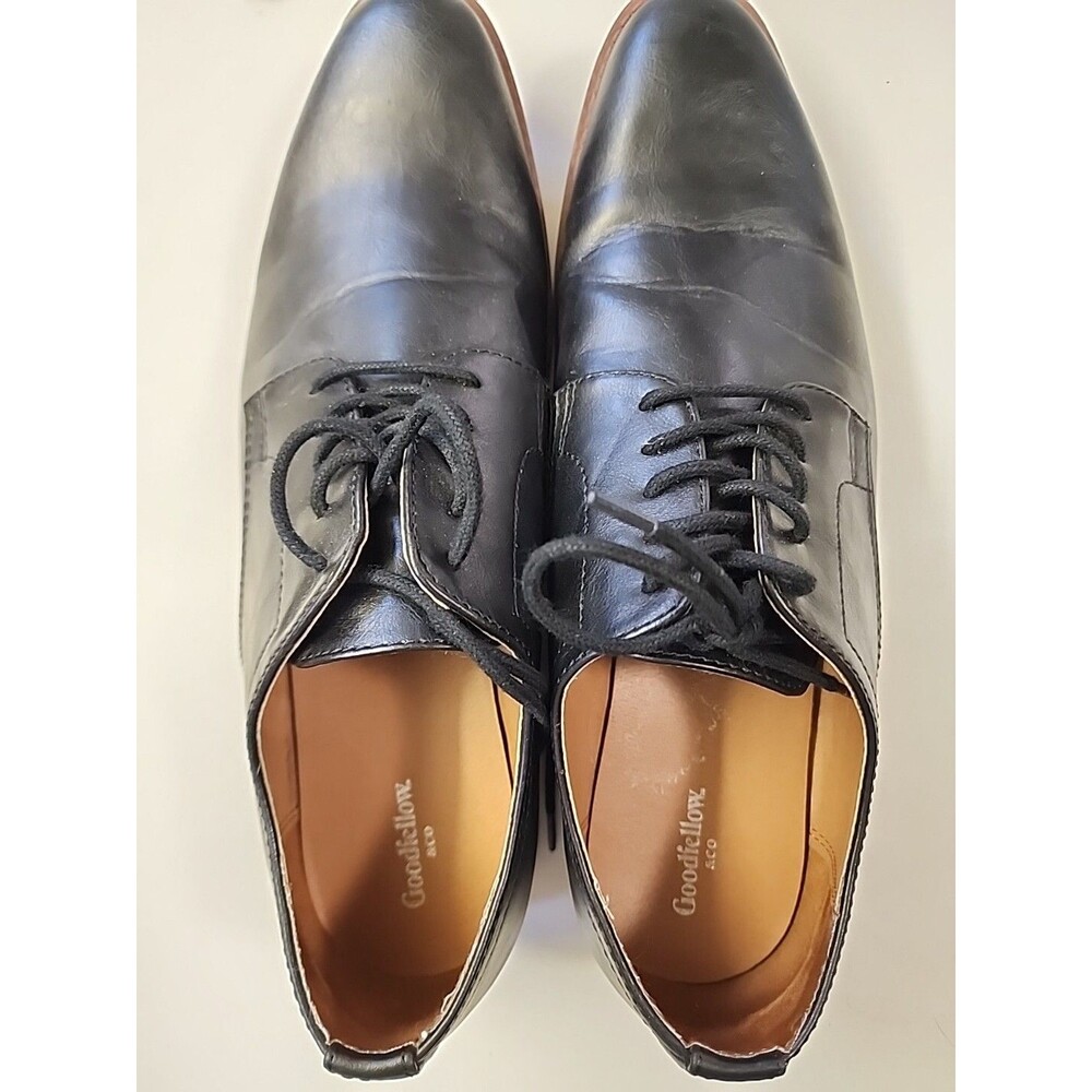 Goodfellow & Co Mens Faux Leather Lace-Up Oxford Dress Shoes  Black 11 Preppy